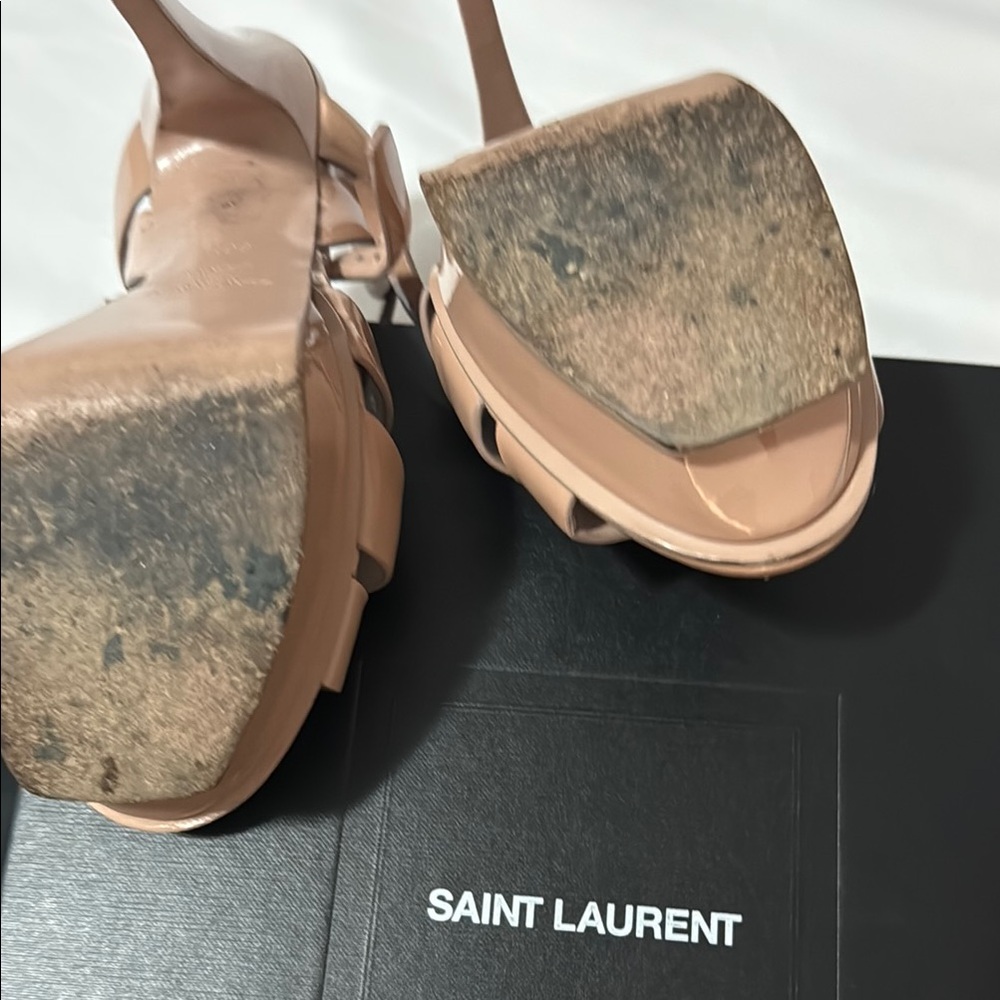 YSL Tribute Platform heels parent nude sz 6.5 - Picture 12 of 16